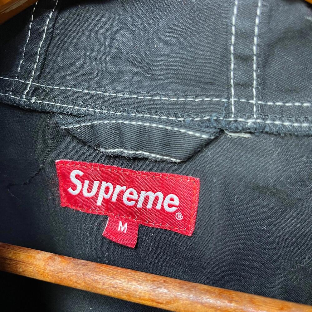 Supreme Contrast Stitch Twill Pullover FW16 Black - Picture 6 of 15
